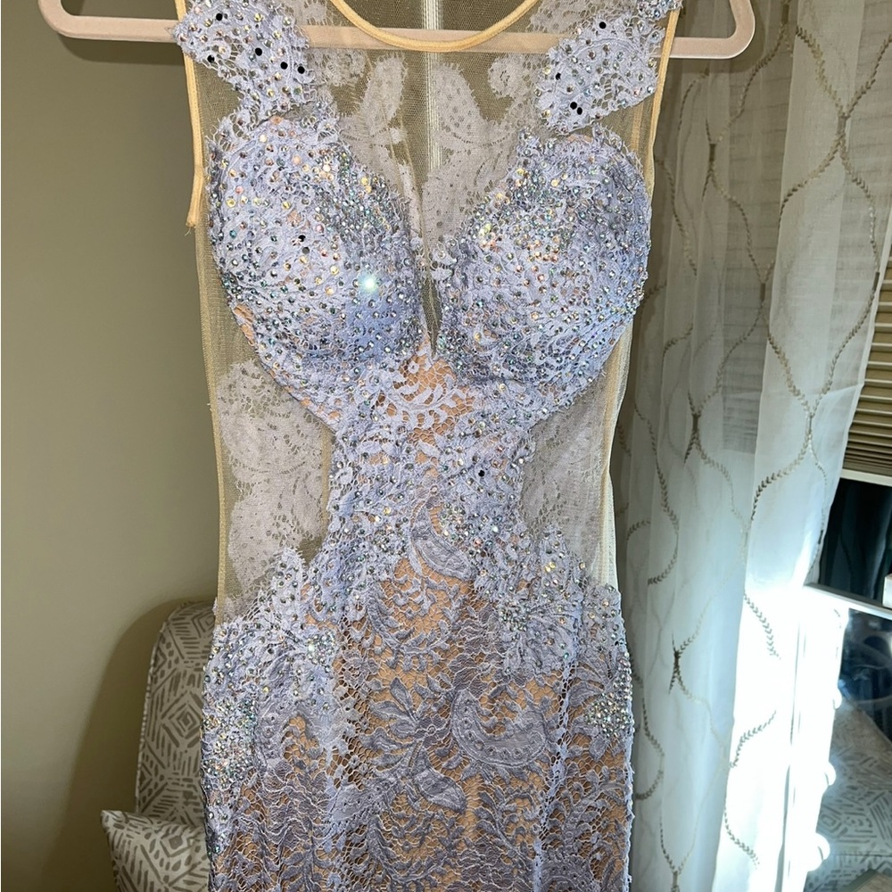 Jovani beaded/ sheer gown. Like new.